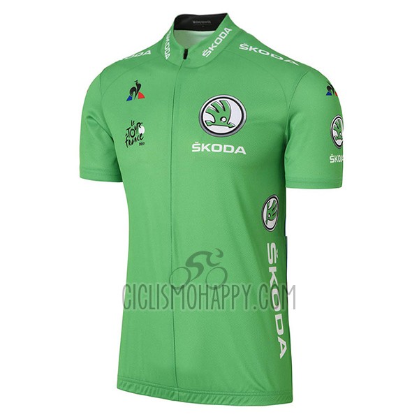 Tour de France Cycling Jersey Bib Short 2017 Men Short Sleeve Green